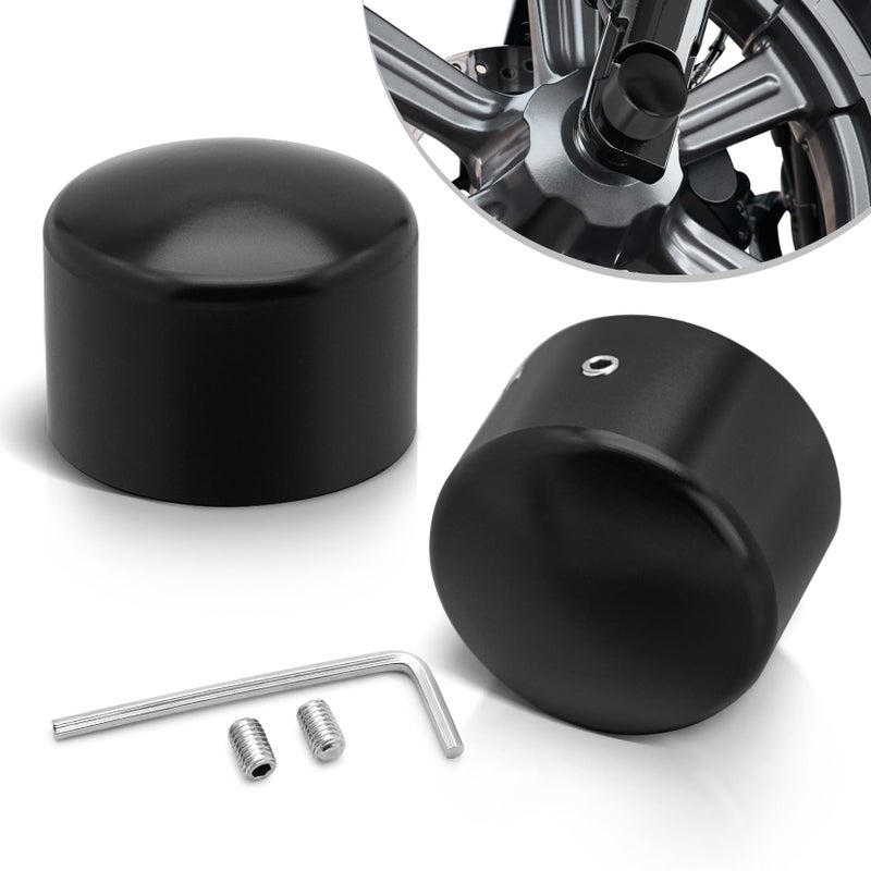 PBYMT Black Front Axle Nut Covers, CNC Aluminum Axle Nut Caps Compatible for Harley Davidson Softail Touring Road King Street Glide Electra Glide Iron 883 Fat Boy 2002-2024 - Image 1